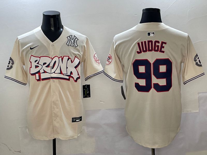Men New York Yankees #99 Judge Cream four generations Joint Name 2025 Nike MLB Jersey style 4112->new york yankees->MLB Jersey